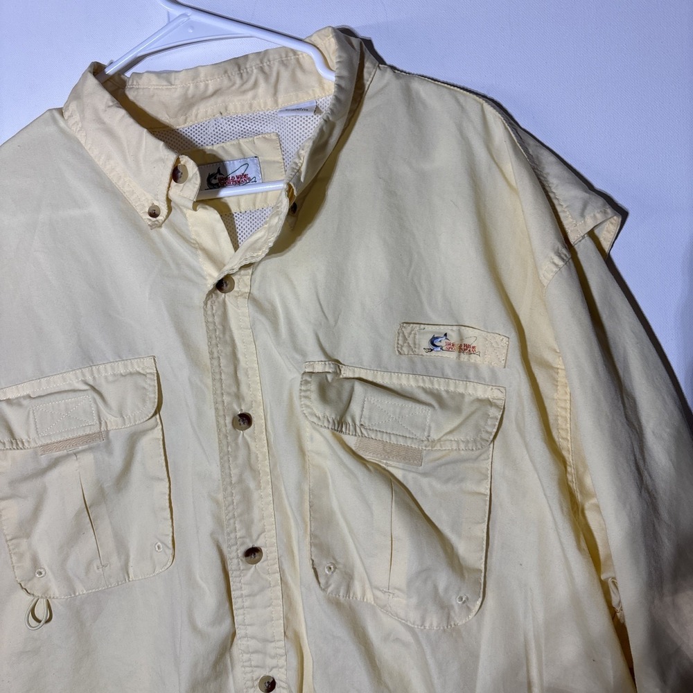 World Wide Sportsman Fishing Shirt 2XL Yellow Vented Mesh Lined Outdoor - Picture 10 of 16